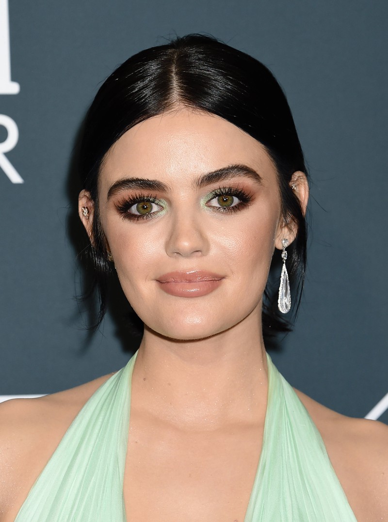 Lucy Hale wears a colorful eye makeup look.