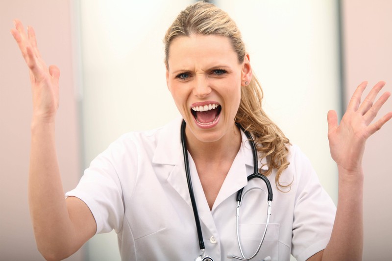 A nurse is repelled by a patient she has to take care of.