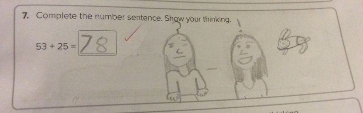 This student took the test question too literally and drew the way she's thinking.