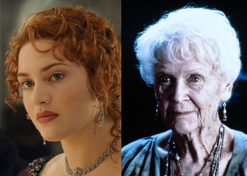 The eyes of the two actresses who play Rose in "Titanic" have a different color.