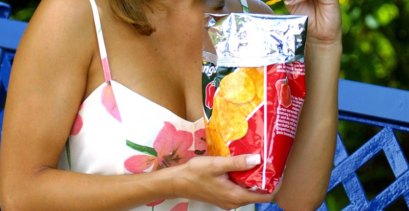 If you turn the bag of chips over ahead of time, you will be able to grab the chips better.