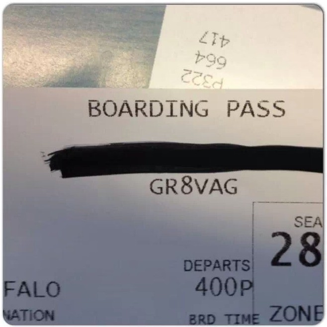 The boarding pass is quite offensive.