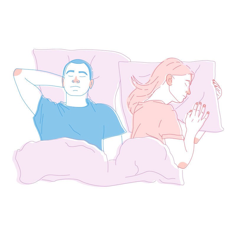 If you're in the "space-stealing" position in bed, you're in a very different relationship than you used to be