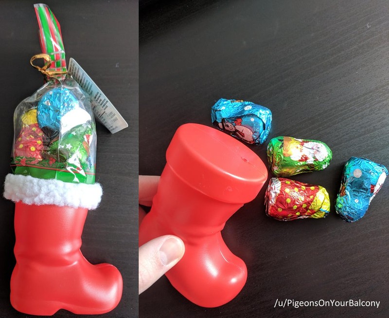 The illusion of a filled Christmas boot