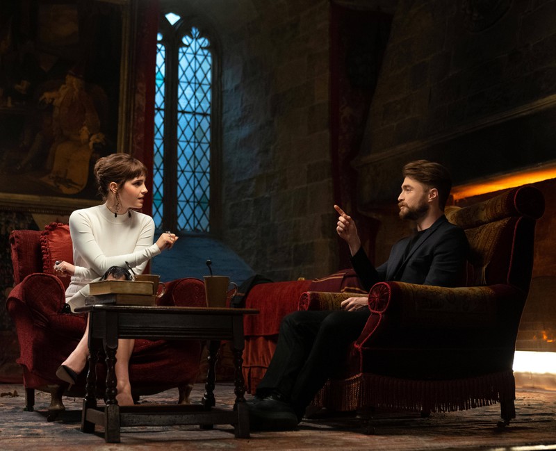 Emma Watson and Daniel Radcliffe in the Gryffindor common room.