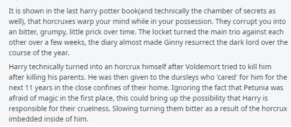 To see the Reddit theory about Harry Potter and the Dursleys