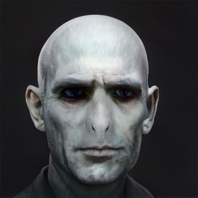 According to the book, Voldemort looks like in the movies