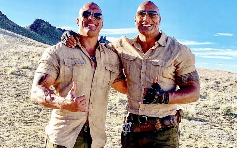 On the picture is the actor Dwayne 'The Rock' Johnson and his cousin and stunt double Tanoai Reed