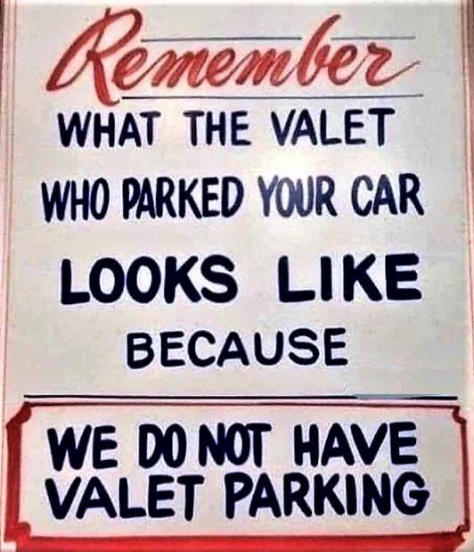 Remember what the valet who parked your car looks like