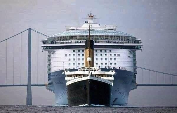 A cruise ship compared to the Titanic