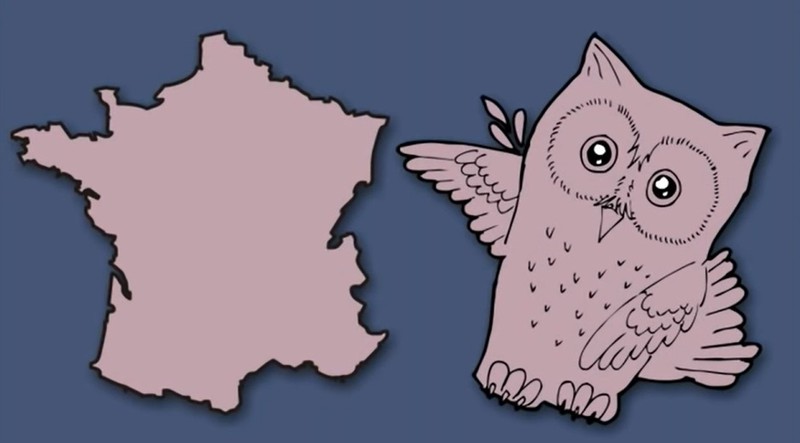 France reminds the artist of an owl.