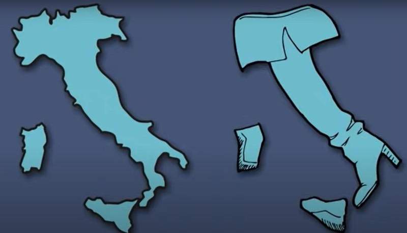 Italy is called the "boot" all over the world, which is why the drawing is obvious.