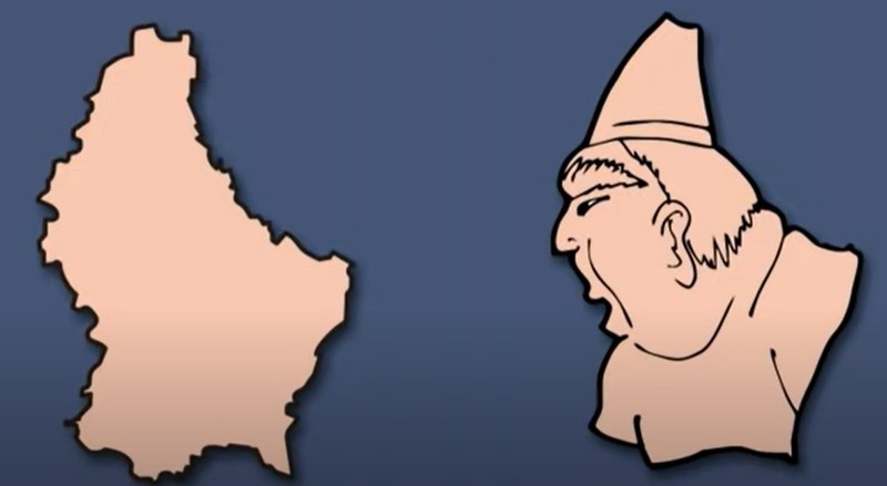 Luxembourg depicts a man with "powerful eyebrows".